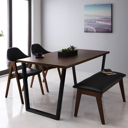 上質なアート空間 天然木ウォールナットモダンデザインダイニング テーブル