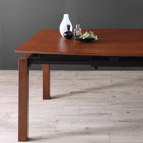 北欧デザインの様式美 天然木ウォールナット材伸縮ダイニング テーブル