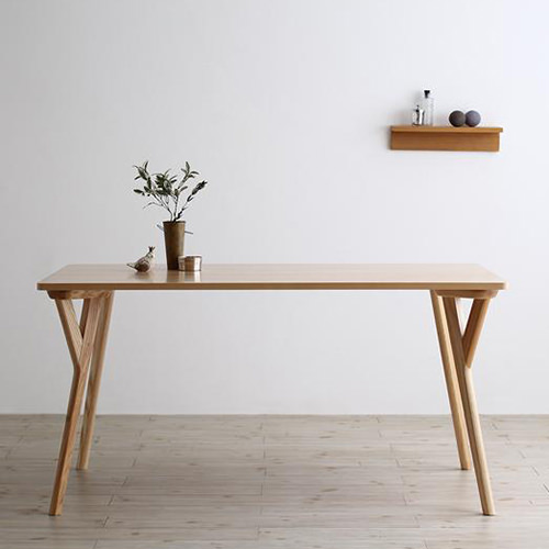 やわらかな色合い 北欧ナチュラルモダンデザイン天然木ダイニング テーブル