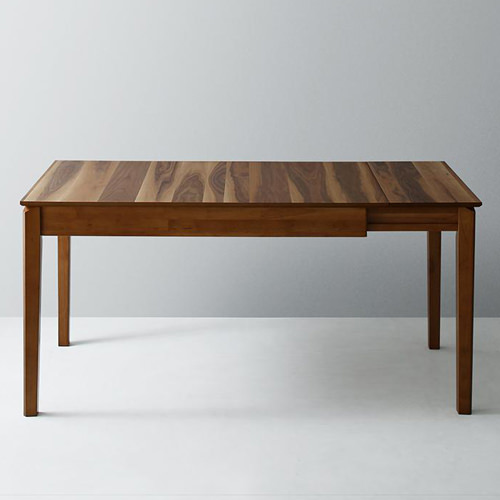 上質な 天然木ウォールナット材モダンデザイン伸縮式ダイニング テーブル