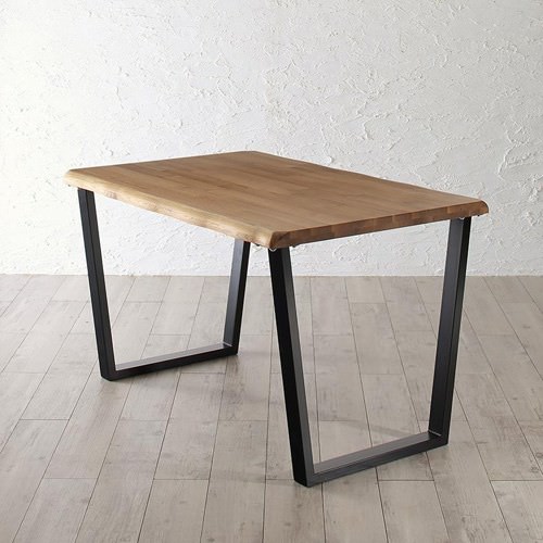 異なる質感の融合 天然木オーク無垢材モダンデザインダイニング テーブル