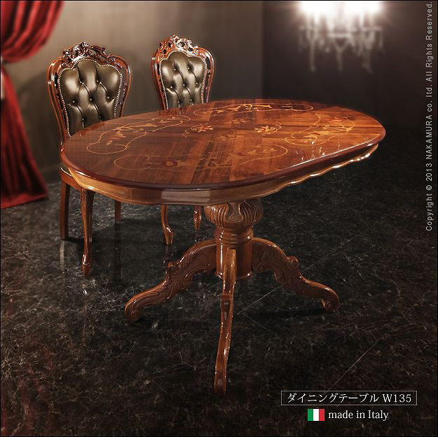本場イタリアの伝統美 象嵌家具 ダイニングテーブル 幅の詳細