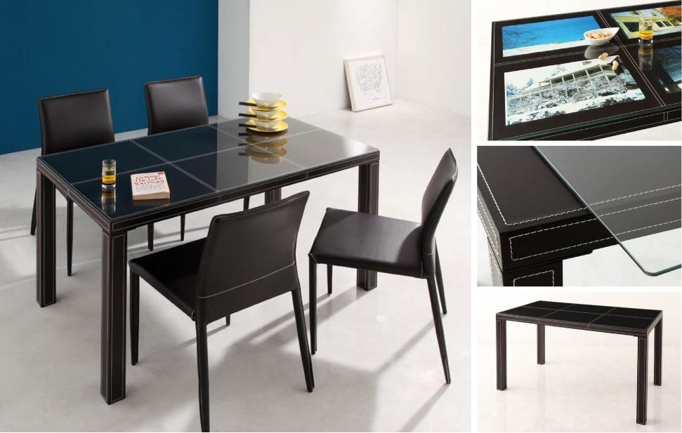 モダンな空間を 高品質強化 ガラスダイニングテーブル